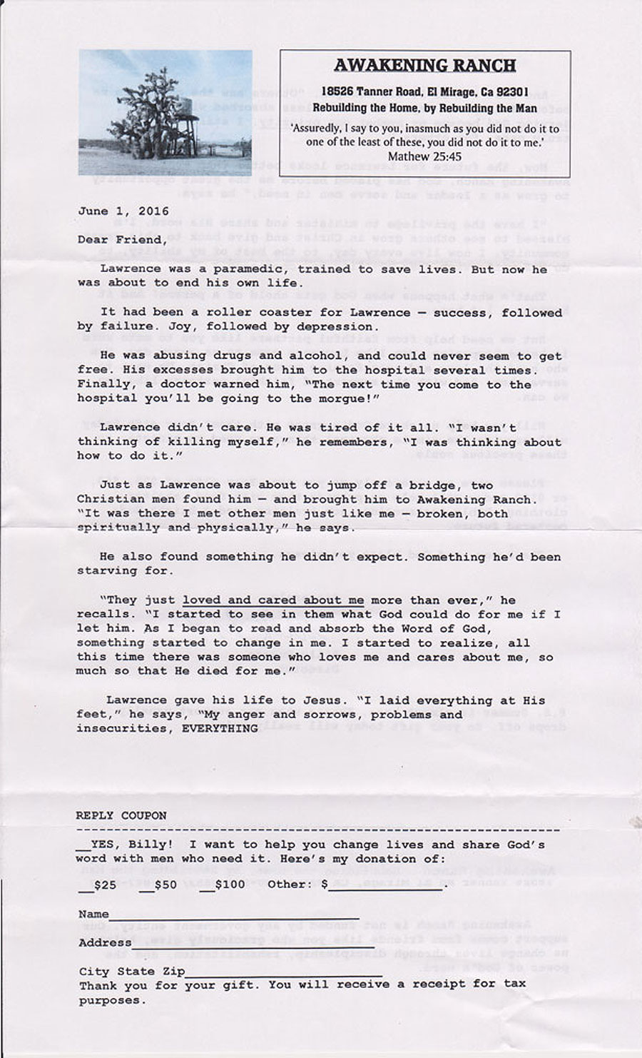 Fundraising appeal letter
