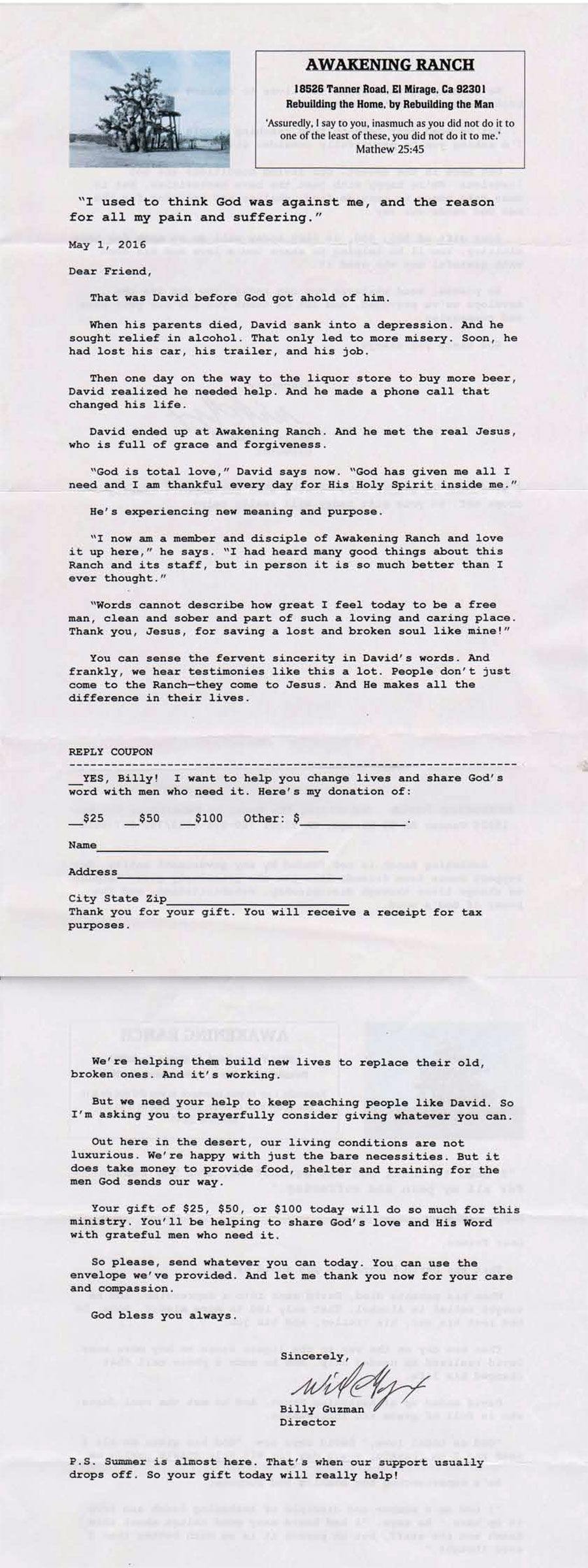 Fundraising appeal letter
