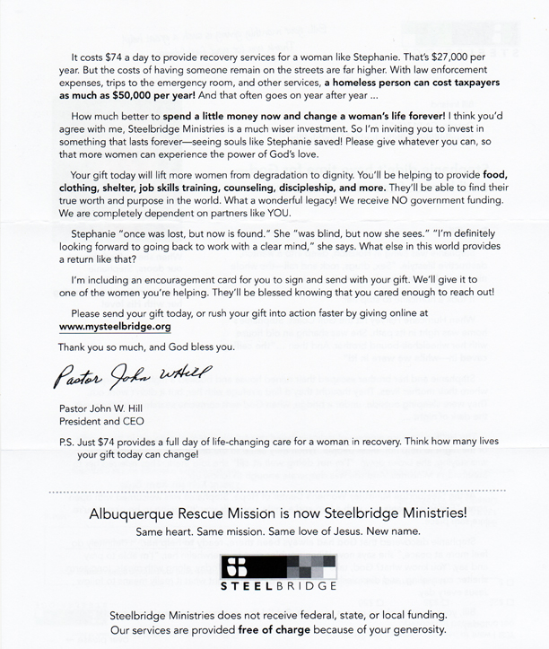 fundraising appeal letter back