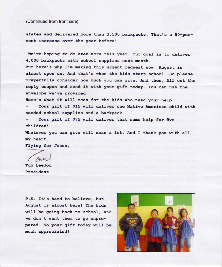 Fundraiding appeal letter