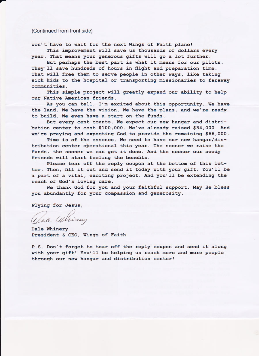 Fundraising appeal letter