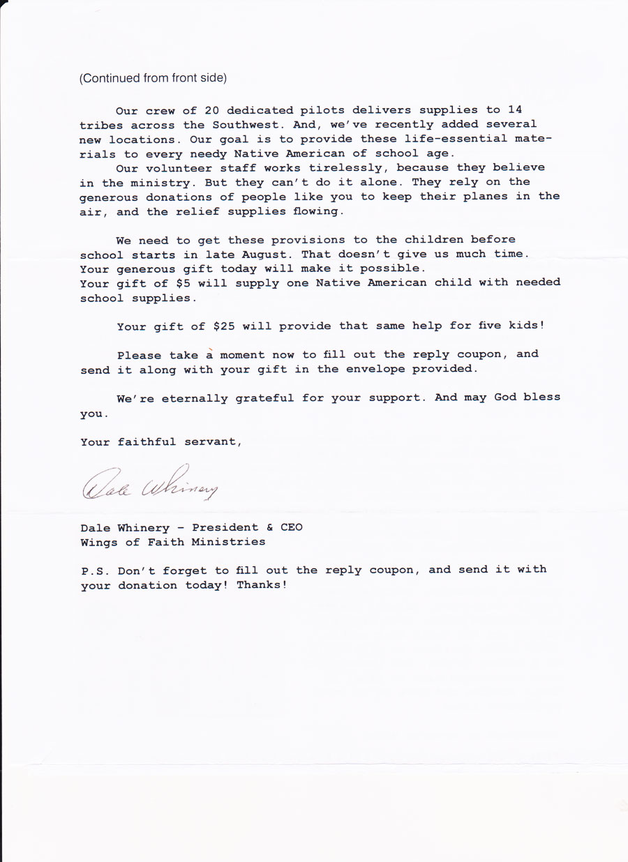 Fundraising appeal letter